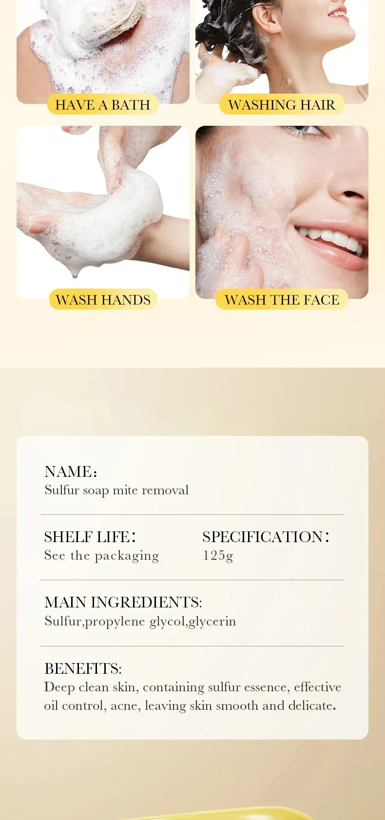 Sulfur Anti-Acne and Mite Removing Facial Soap