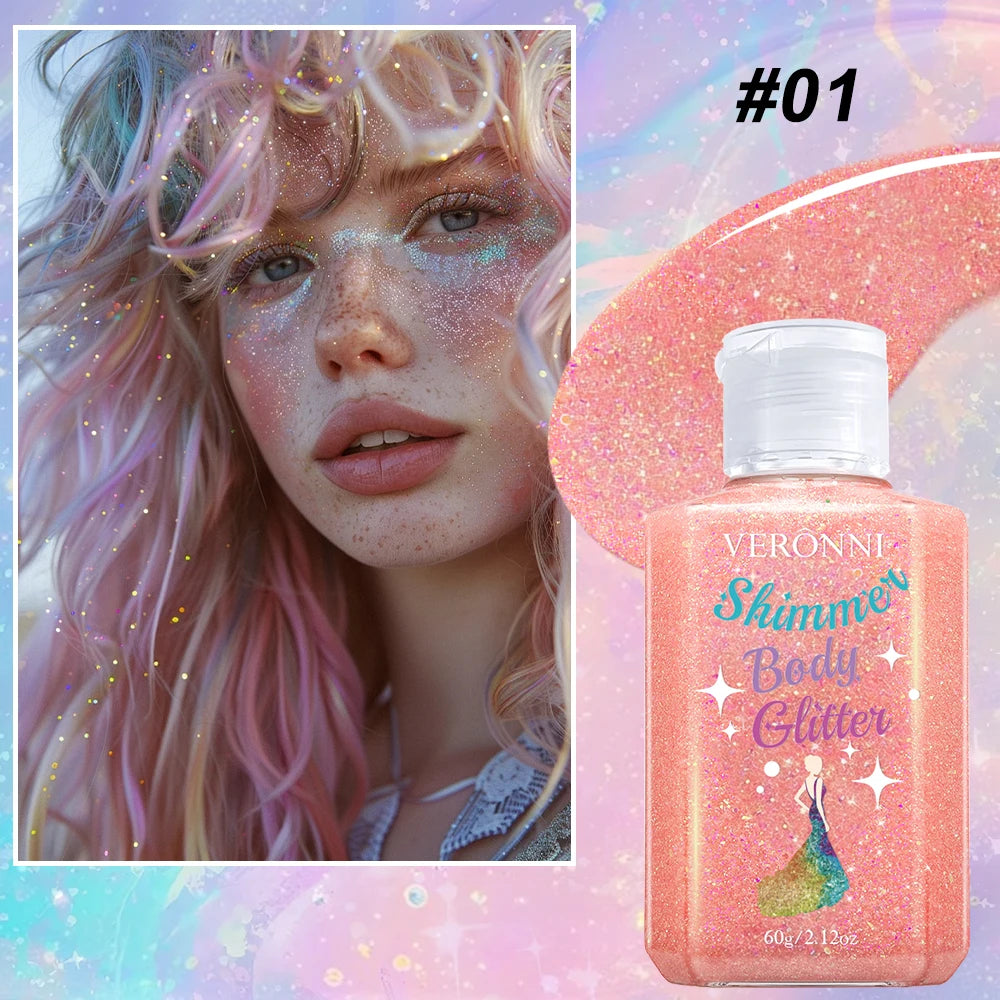 Waterproof Body Shimmer Glitter Gel for Face and Body - 16