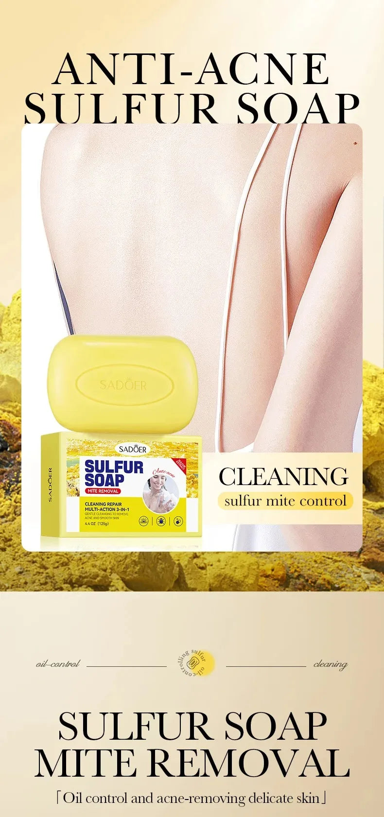 Sulfur Anti-Acne and Mite Removing Facial Soap
