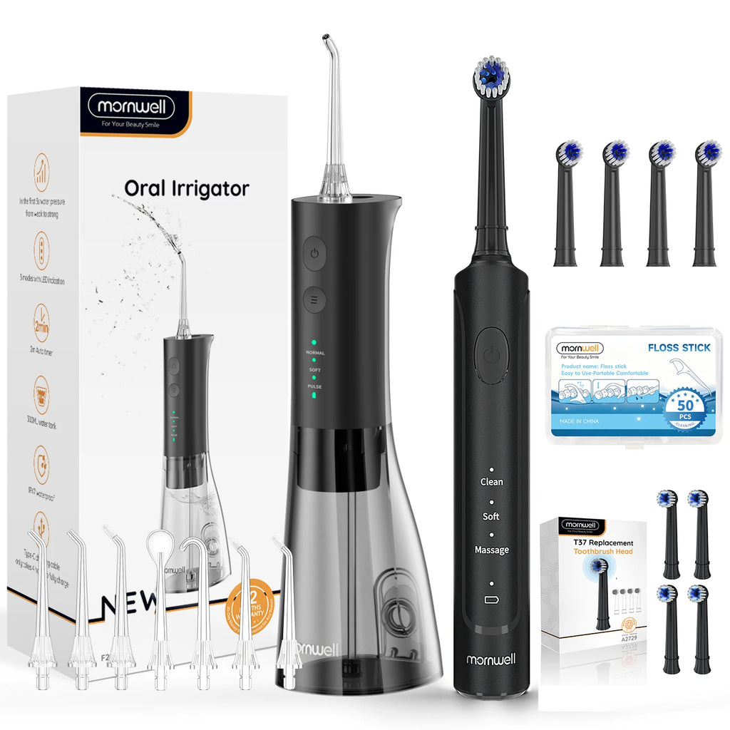 Electric Toothbrush and Water Flosser Set for Oral Care