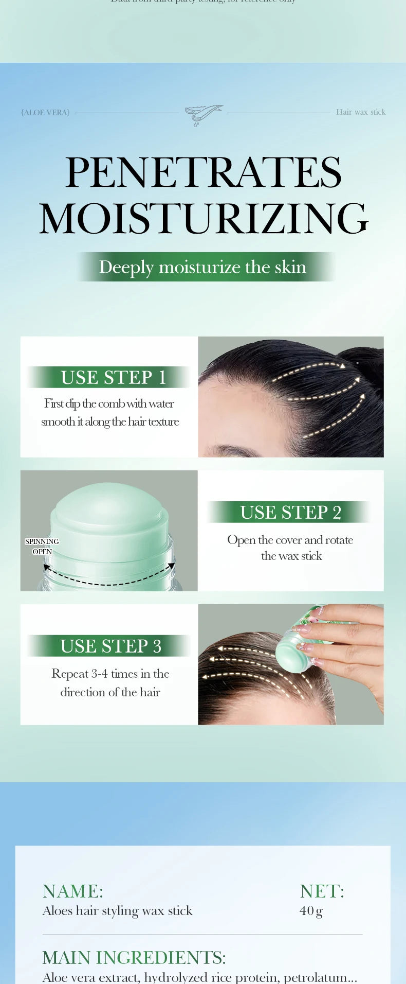 Anti-Frizz Hair Styling Wax Stick for Sleek Hairstyles