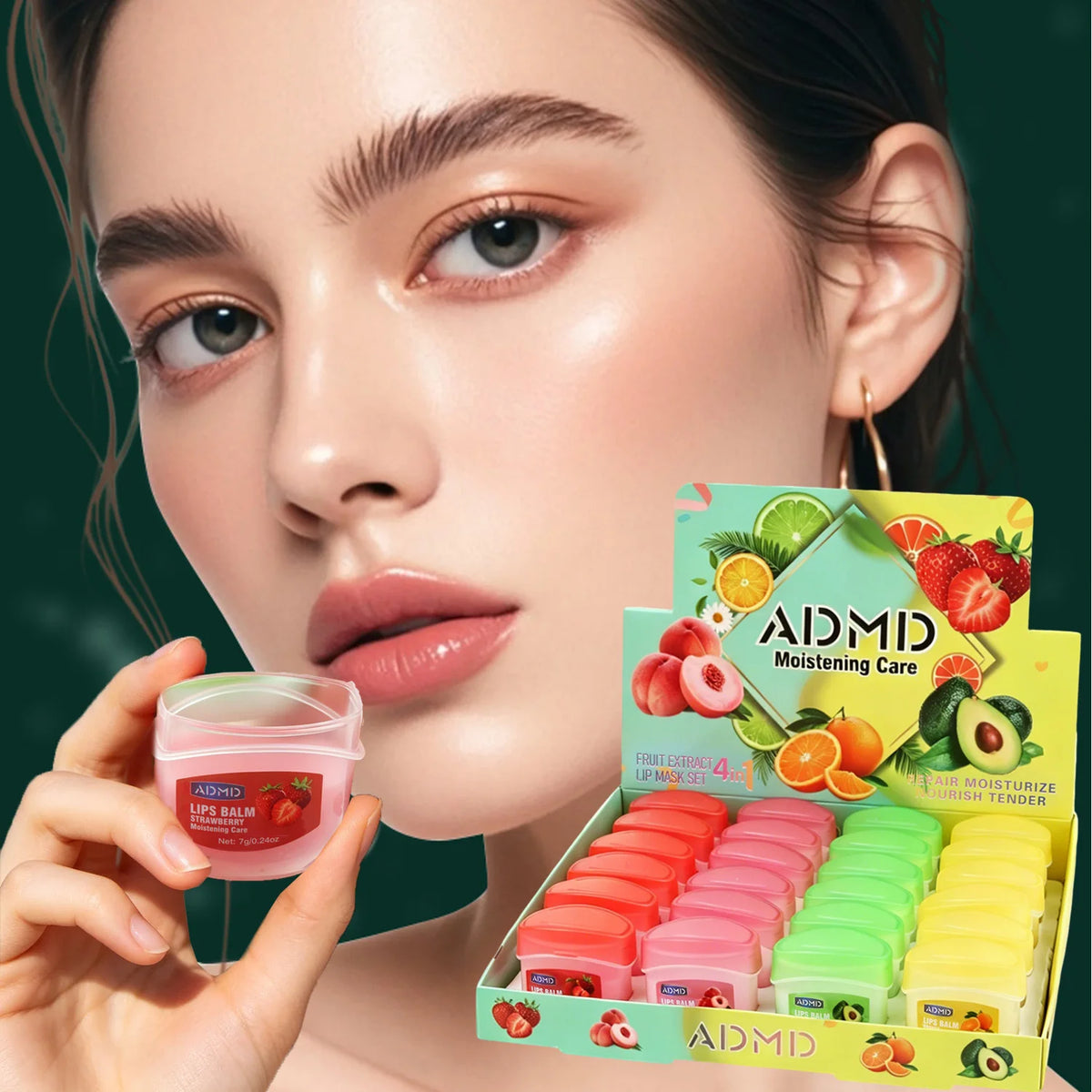 24-Piece Fruit Extract Moisturizing Lip Balm Set