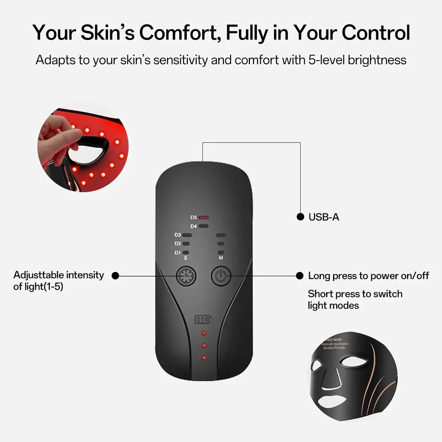 7-Color LED Light Therapy Face and Neck Mask - 12