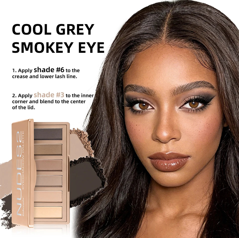 6-Color Matte Neutral Eyeshadow Palette with Brush Set