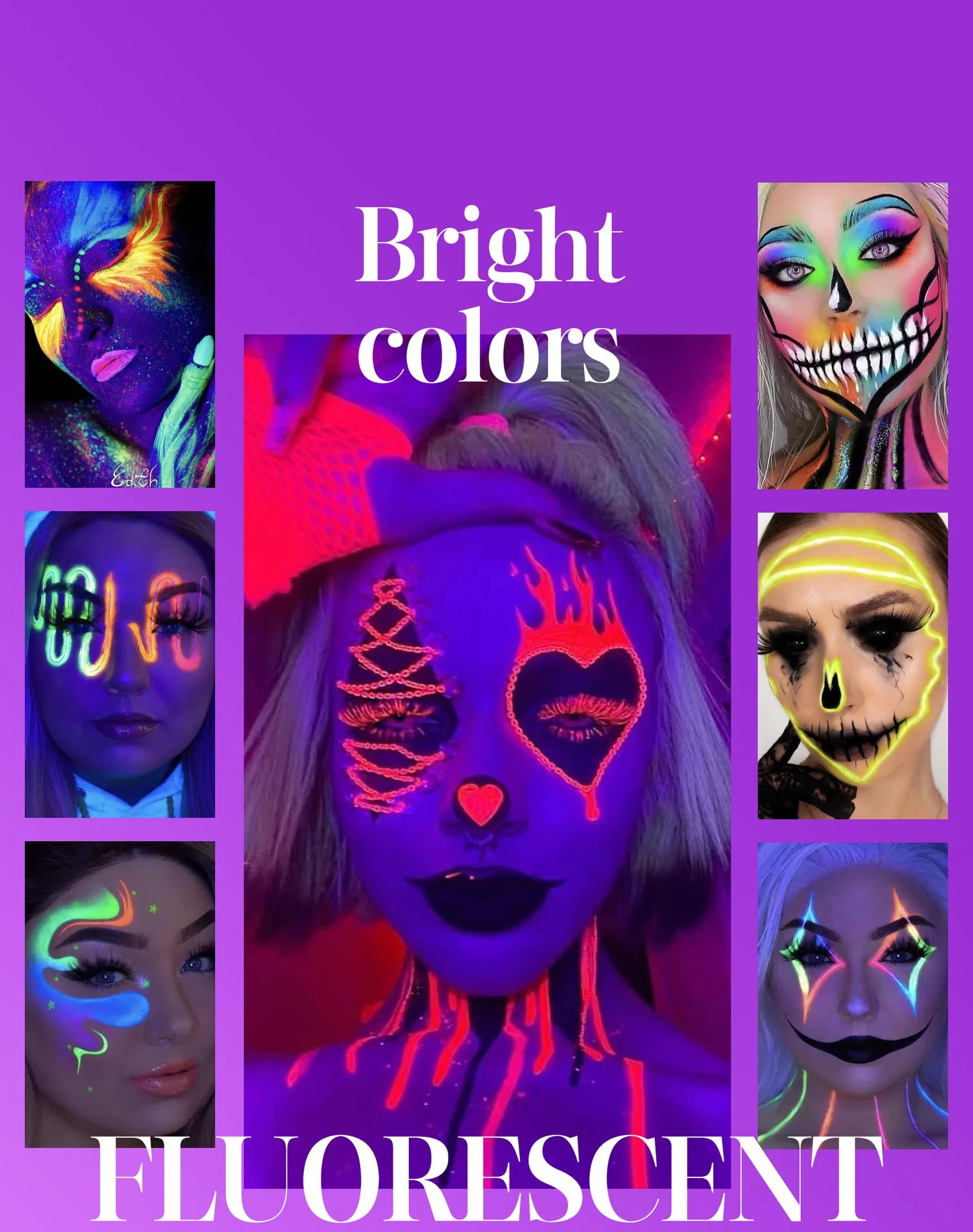 UV Neon Face and Body Paint Palette for Parties and Halloween - 8