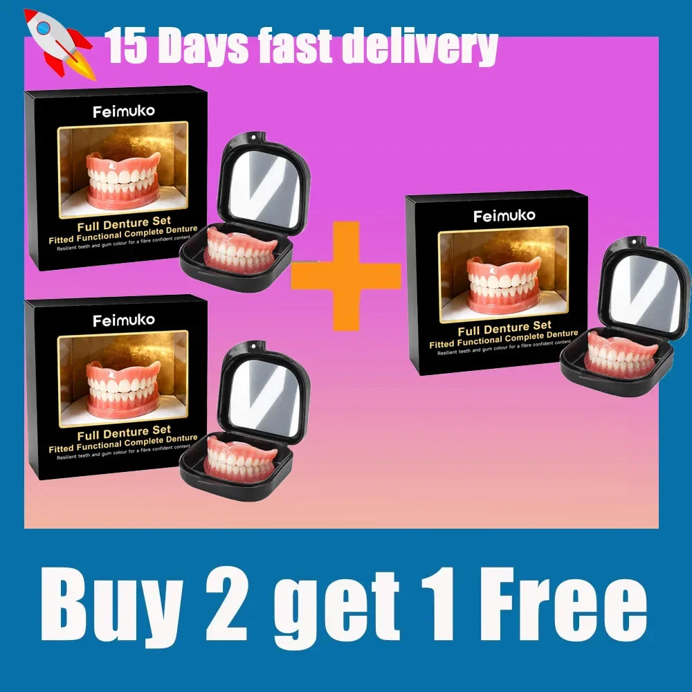 Instant Snap-On Cosmetic Dentures with Storage Case
