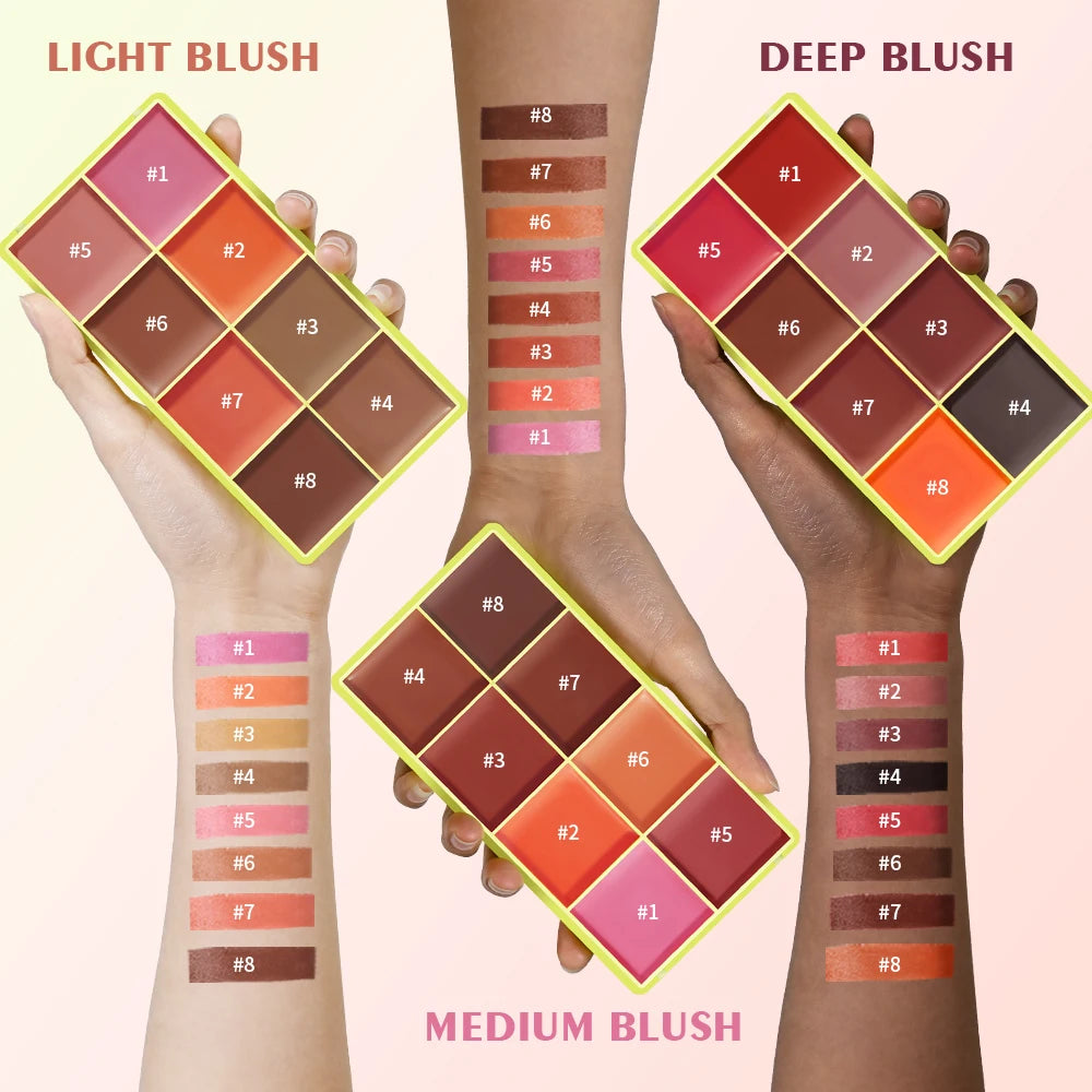 8-Color Cream Contour, Blush and Highlighter Palette - 1