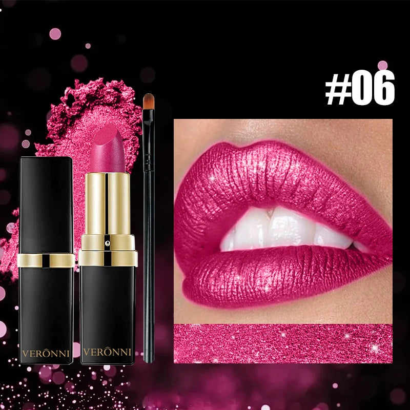 Metallic Pearl Finish Long-Lasting Lipstick