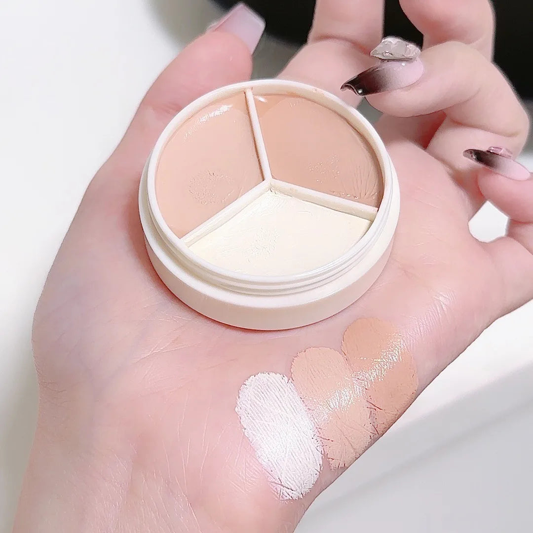 3-Color Cream Concealer Palette for Blemishes and Dark Circles