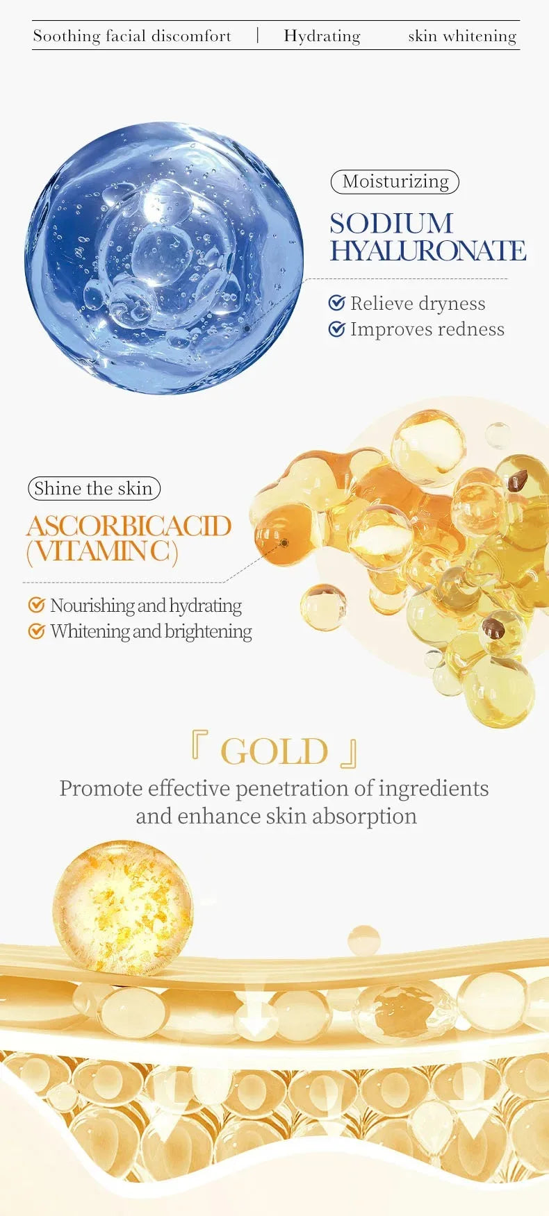 24K Gold and Vitamin C Hydrating Facial Sheet Mask Set - 11