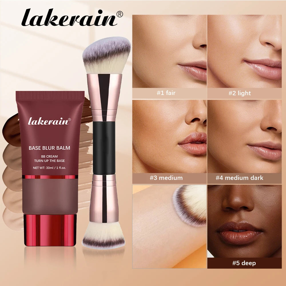 Matte Liquid Foundation and Dual-Ended Makeup Brush Set