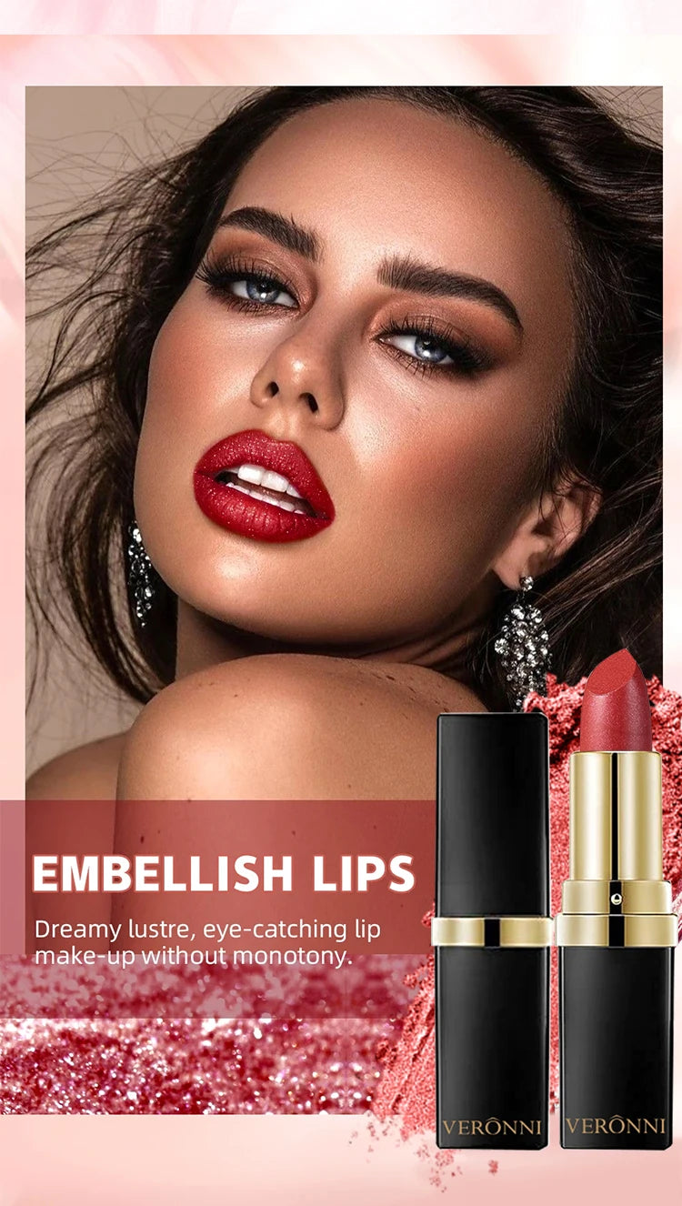 Metallic Pearl Finish Long-Lasting Lipstick
