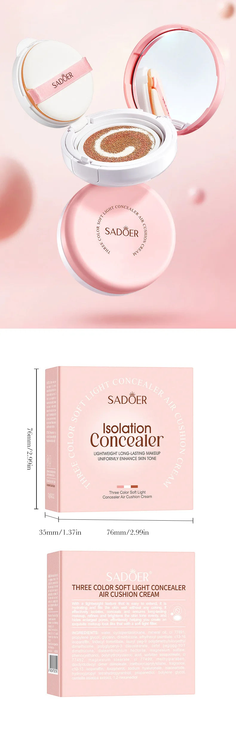 Three-Color Brightening Concealer Cushion Foundation