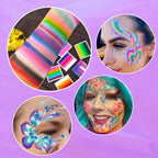 UV Glow-in-the-Dark Rainbow Face and Body Paint Set