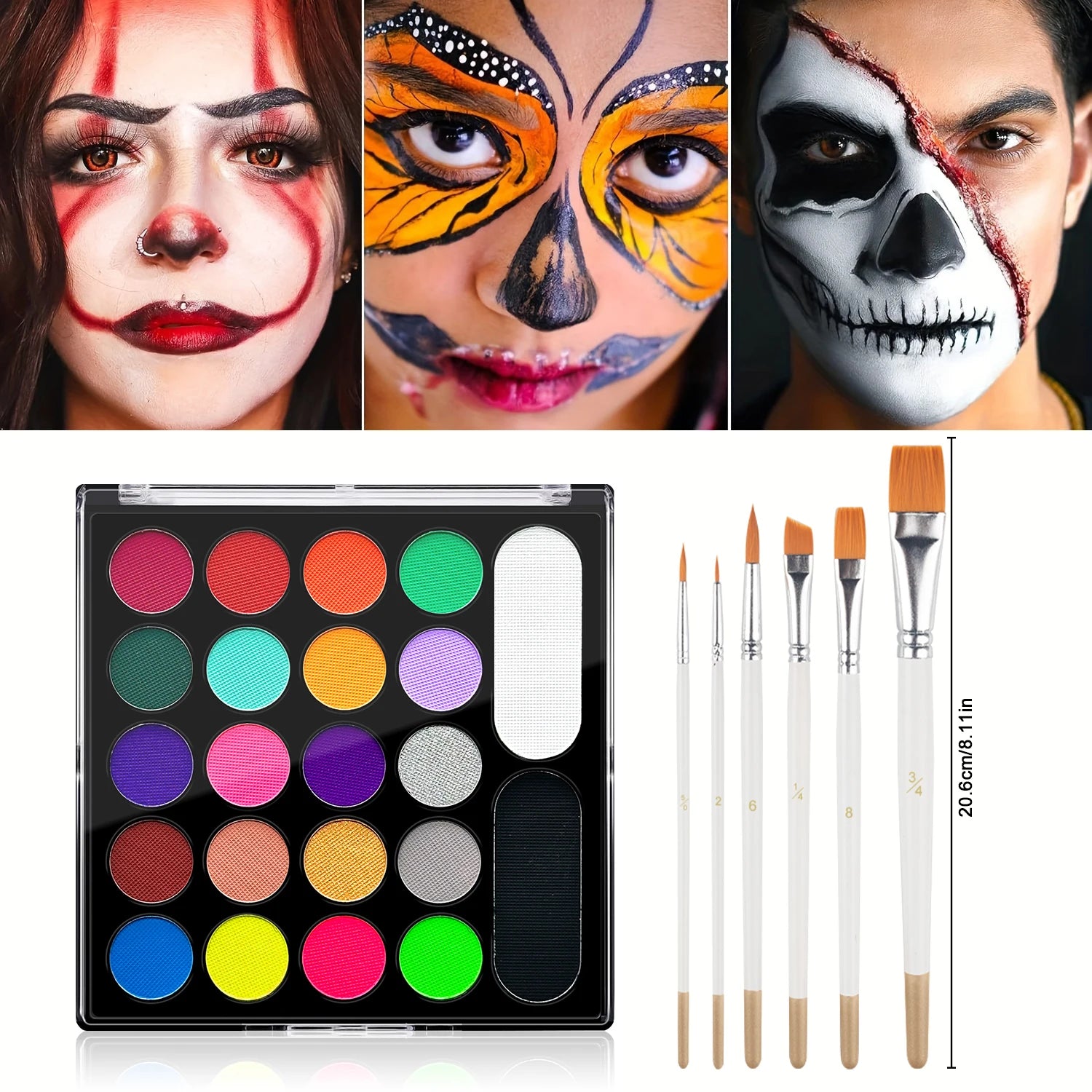 22-Color UV Glow Neon Face and Body Paint Palette - 12