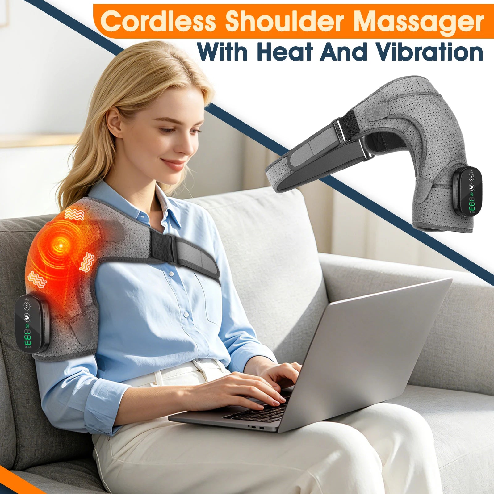 Cordless Heated Shoulder Massager with Vibration - 7