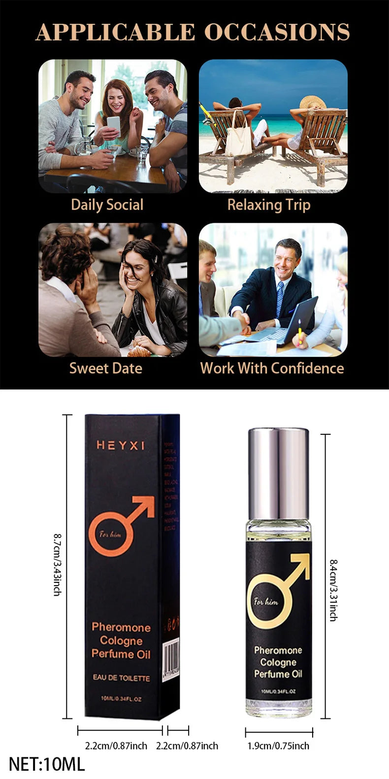 Long-Lasting Men's Pheromone Roll-On Cologne