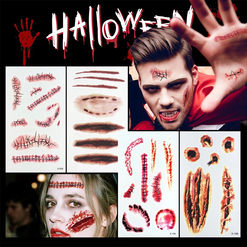 Realistic 3D Scar Tattoos for Halloween Costumes and Cosplay