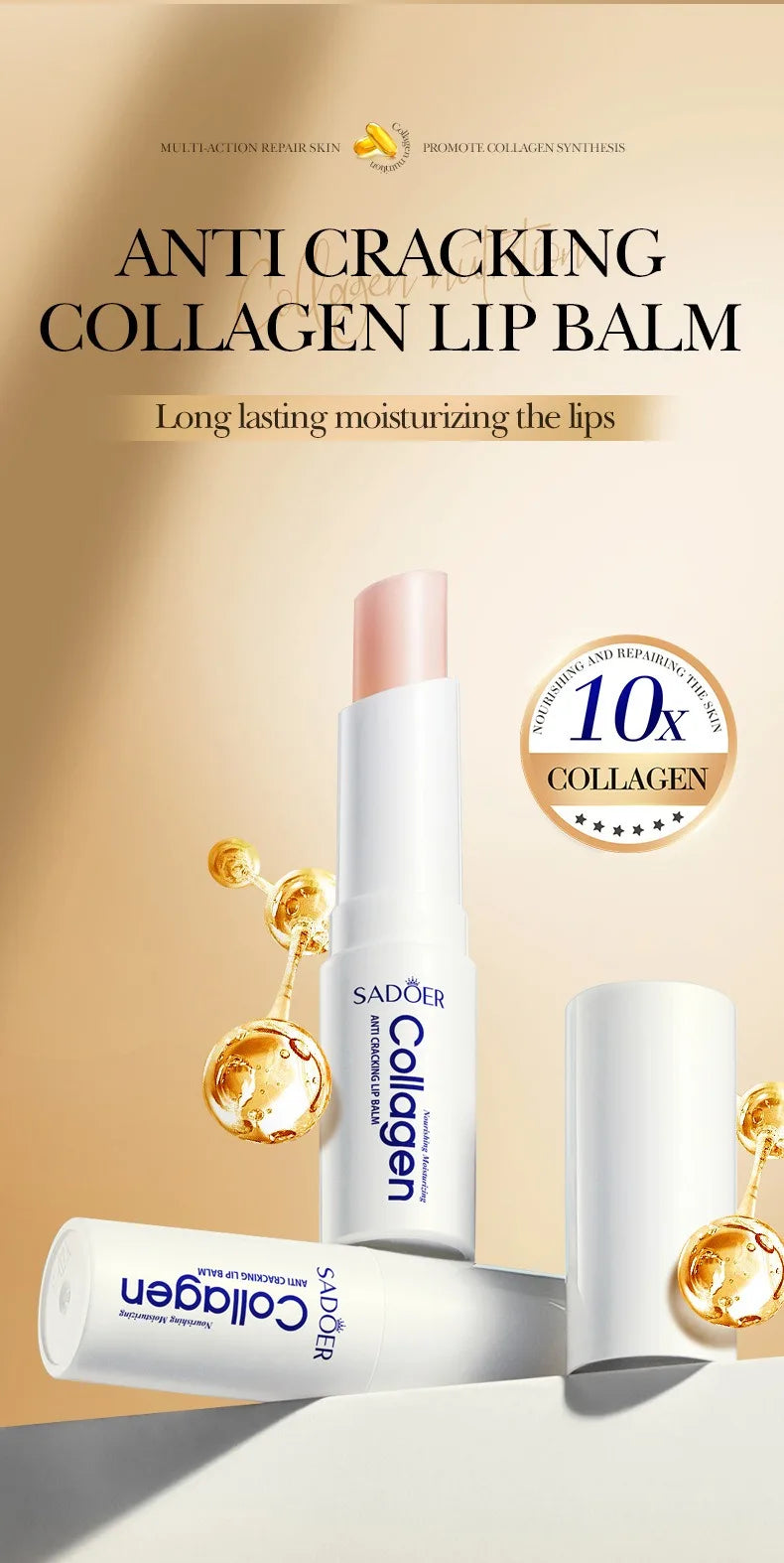 Hydrating Collagen Lip Balm for Chapped Lips