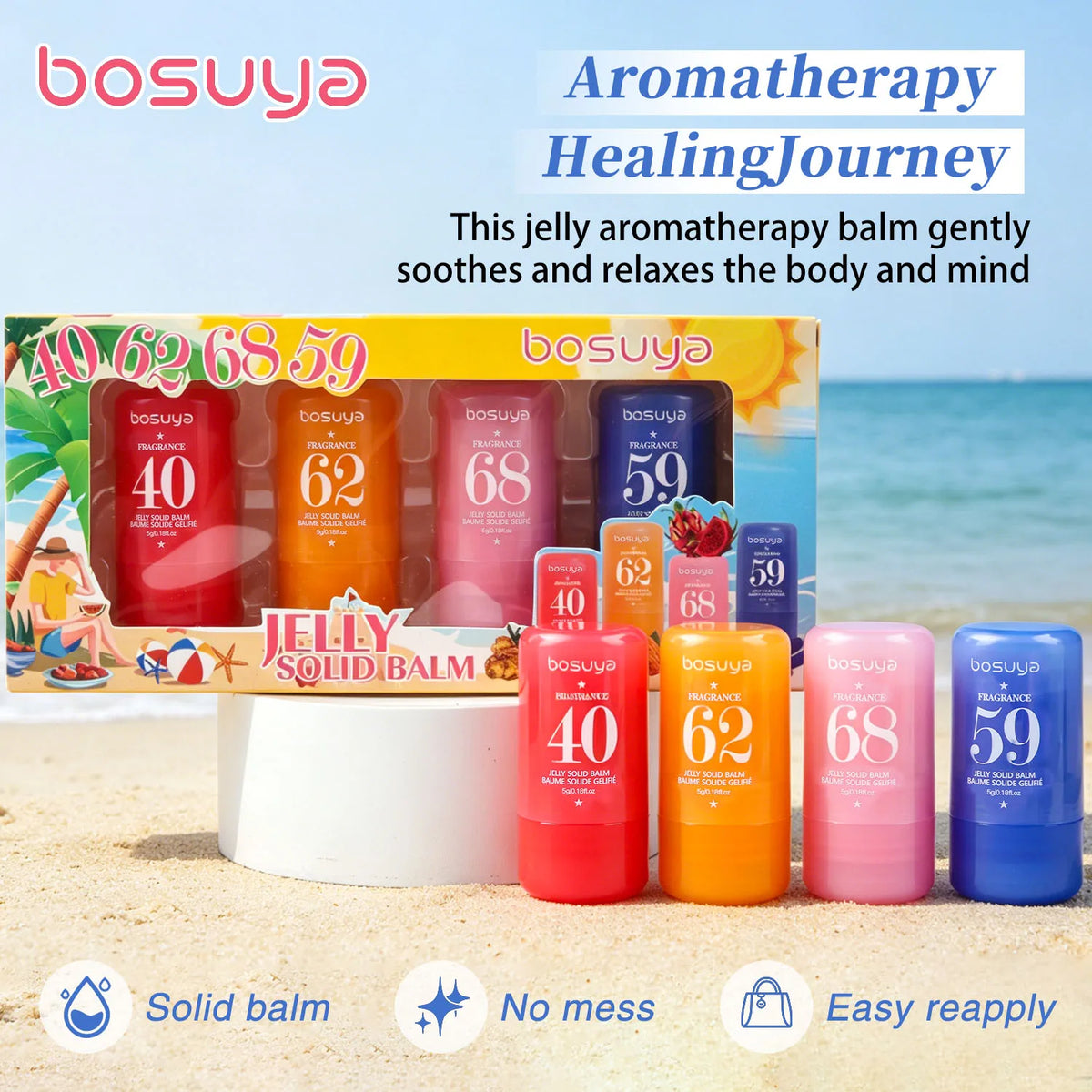 4-Pack Portable Jelly Solid Fragrance Perfume Stick Set
