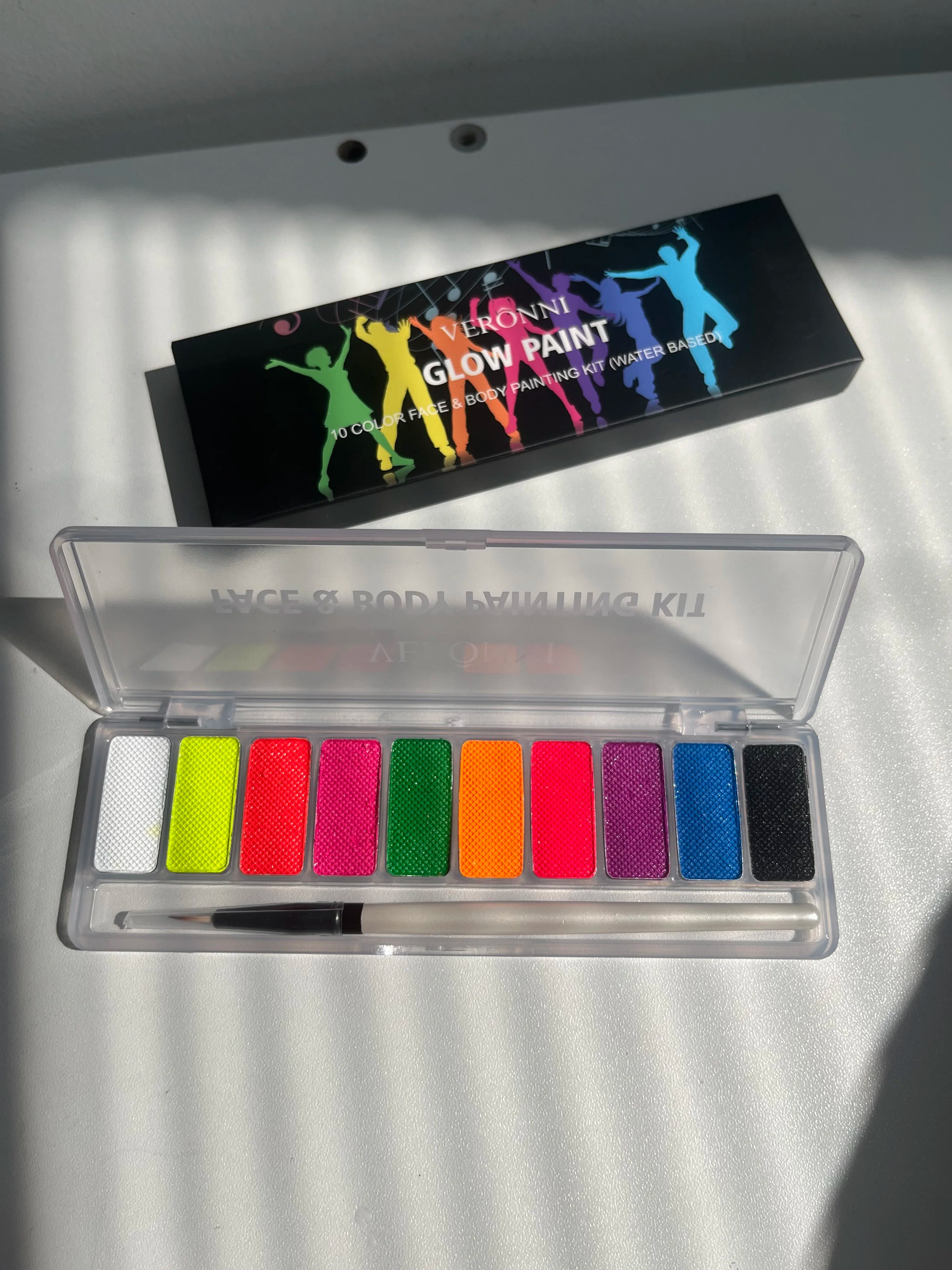 10-Color Neon UV Glow Face and Body Paint Kit - 10