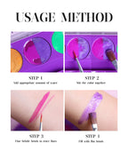 UV Neon Face and Body Paint Palette for Parties and Halloween