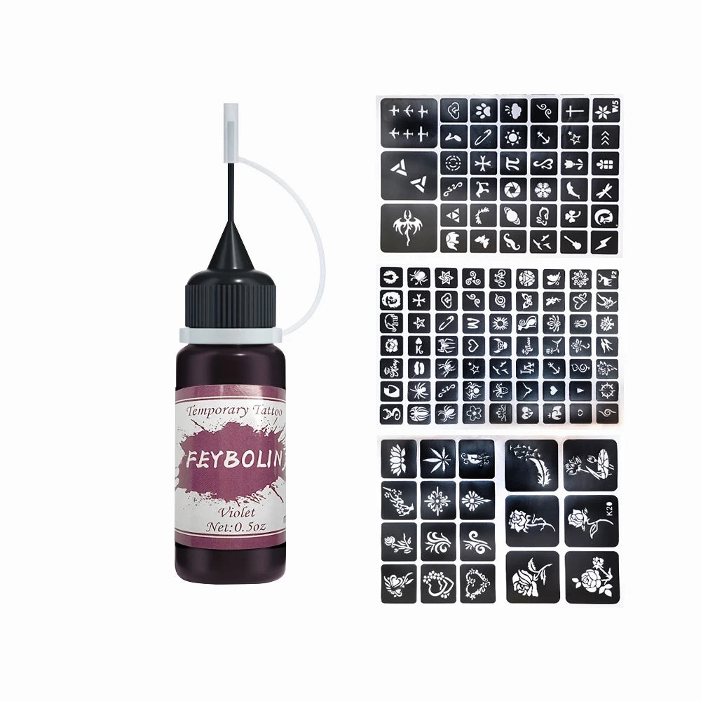 Temporary Tattoo Ink Kit with Stencils