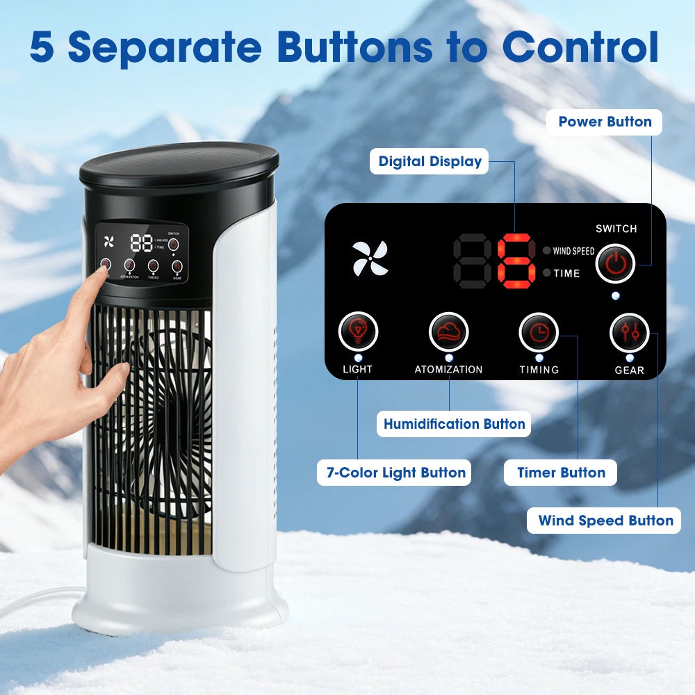 Portable Desktop Air Cooling and Humidifying Fan