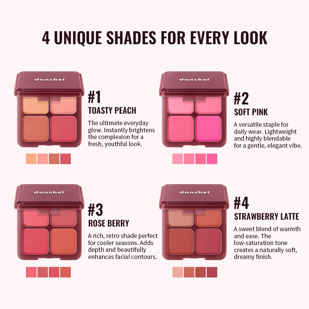 4-Shade Soft Blur Face Blush Palette - 3