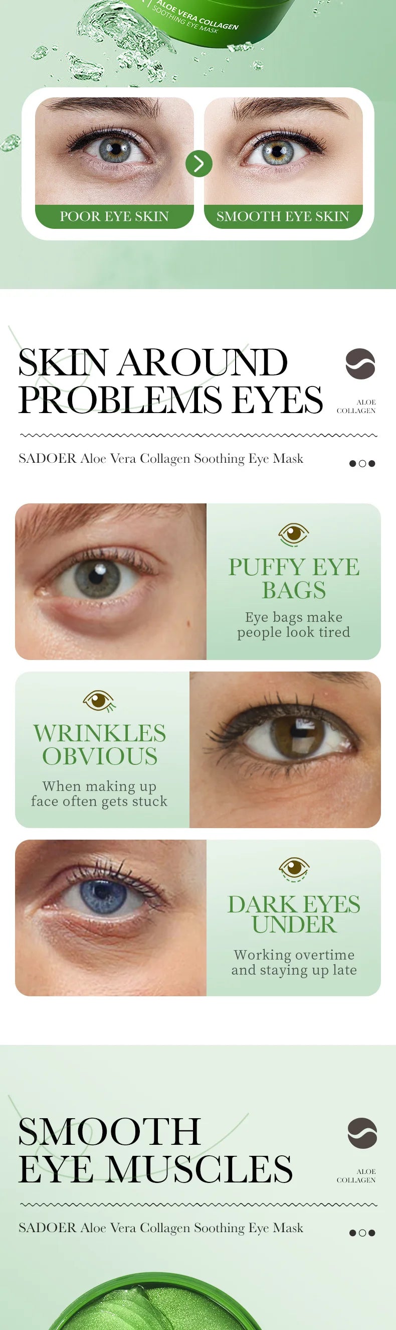 Aloe Vera Collagen Soothing Eye Mask for Dark Circles - 8