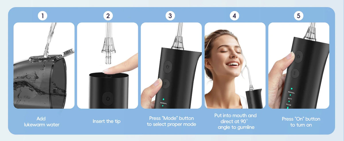 Portable Electric Oral Irrigator and Sonic Toothbrush Combo