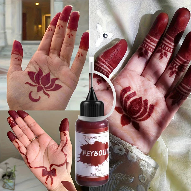 Long-Lasting Red Henna Temporary Tattoo Gel for Body Art