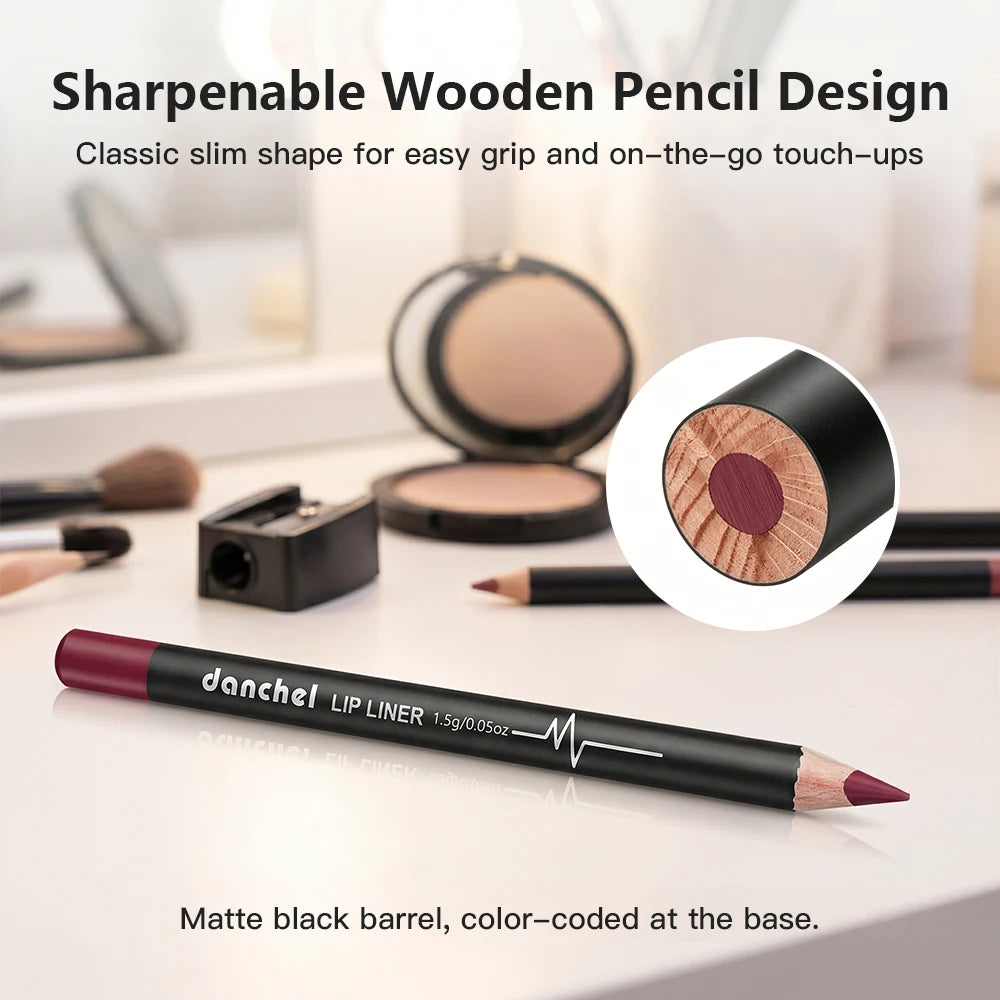 12-Color Waterproof Matte Lip Liner Pencil Set