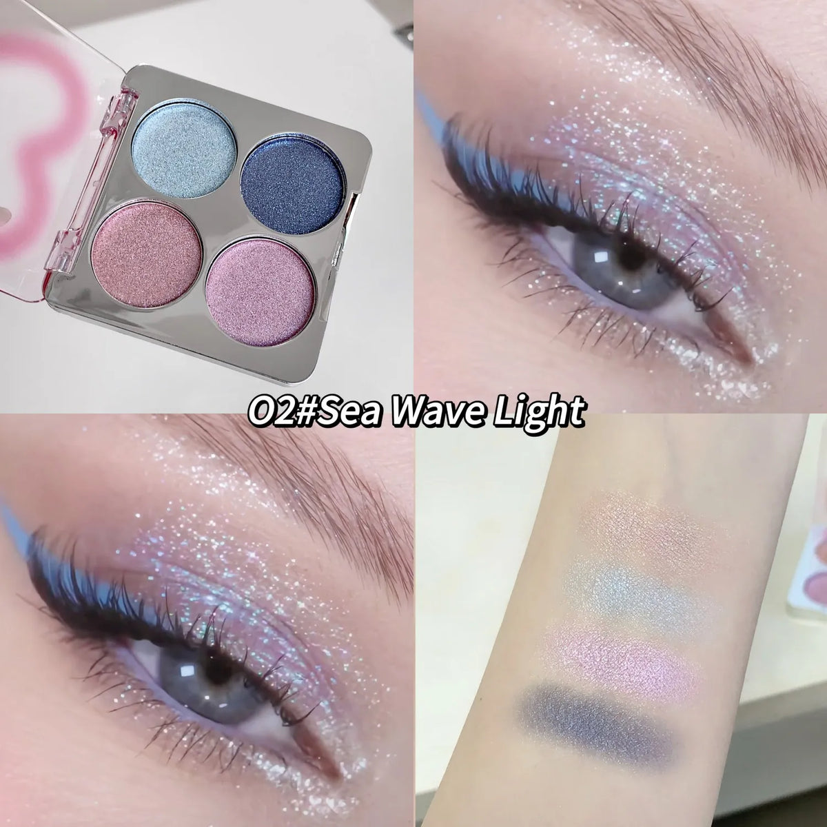 4-Color Shimmer Eyeshadow Palette for Sparkling Fairy Eye Looks