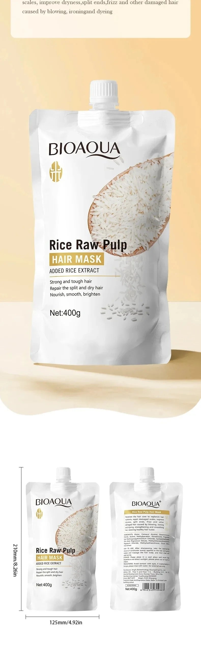 Deep Nourishing Rice Extract Hair Repair Mask