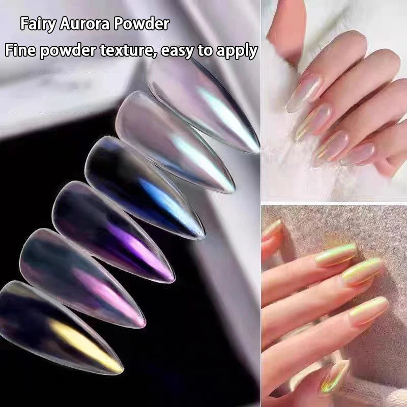Aurora Holographic Chrome Nail Powder Pigment Set - 8