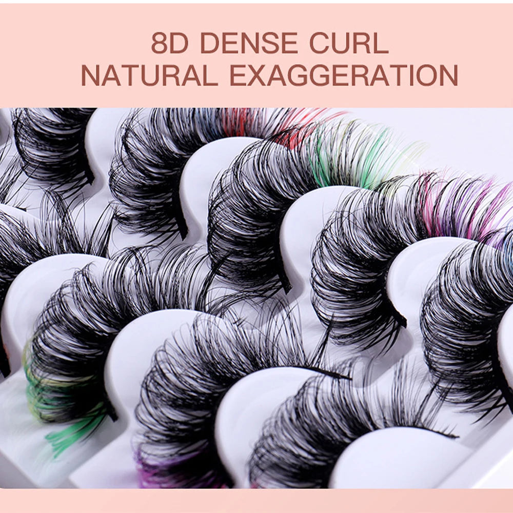 3D Colorful Thick False Eyelashes Set