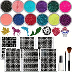 12-Color Glitter Temporary Tattoo and Body Art Kit