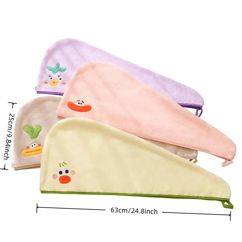 Cute Cartoon Quick-Dry Hair Towel Wrap for Women