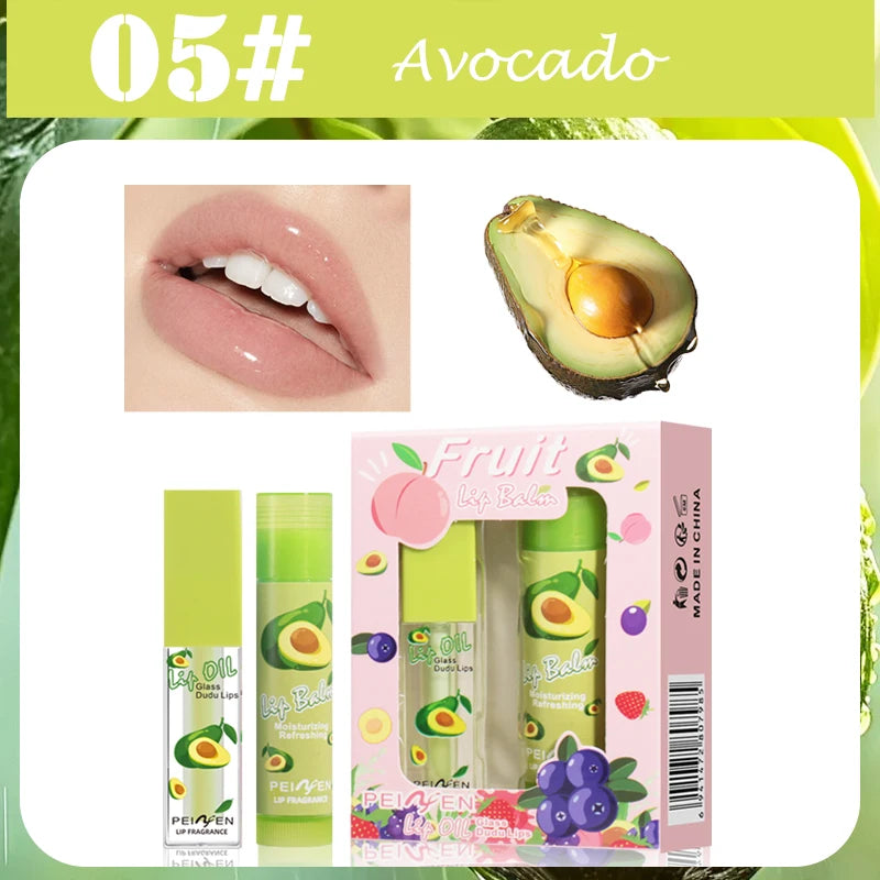 Fruit Scented Moisturizing Lip Oil and Balm Set