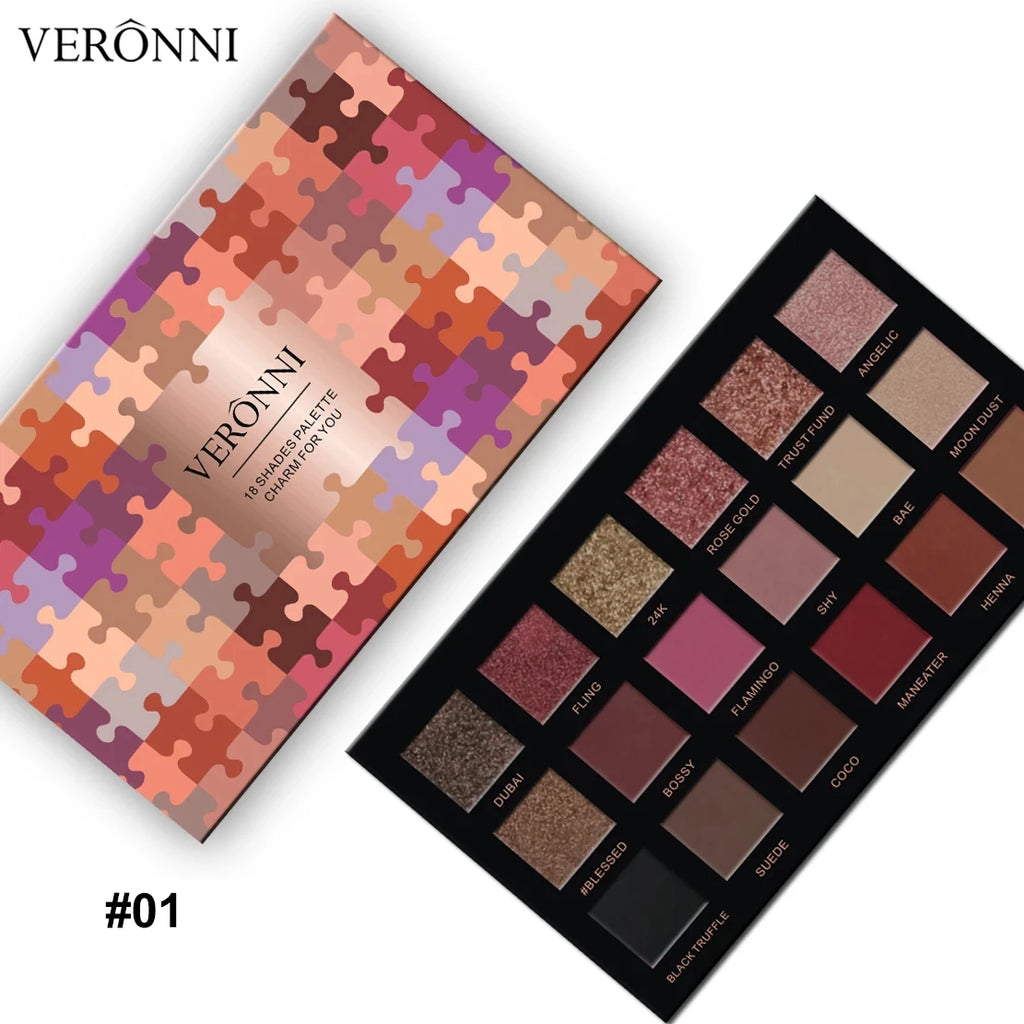 18-Color Waterproof Long-Lasting Eyeshadow Palette