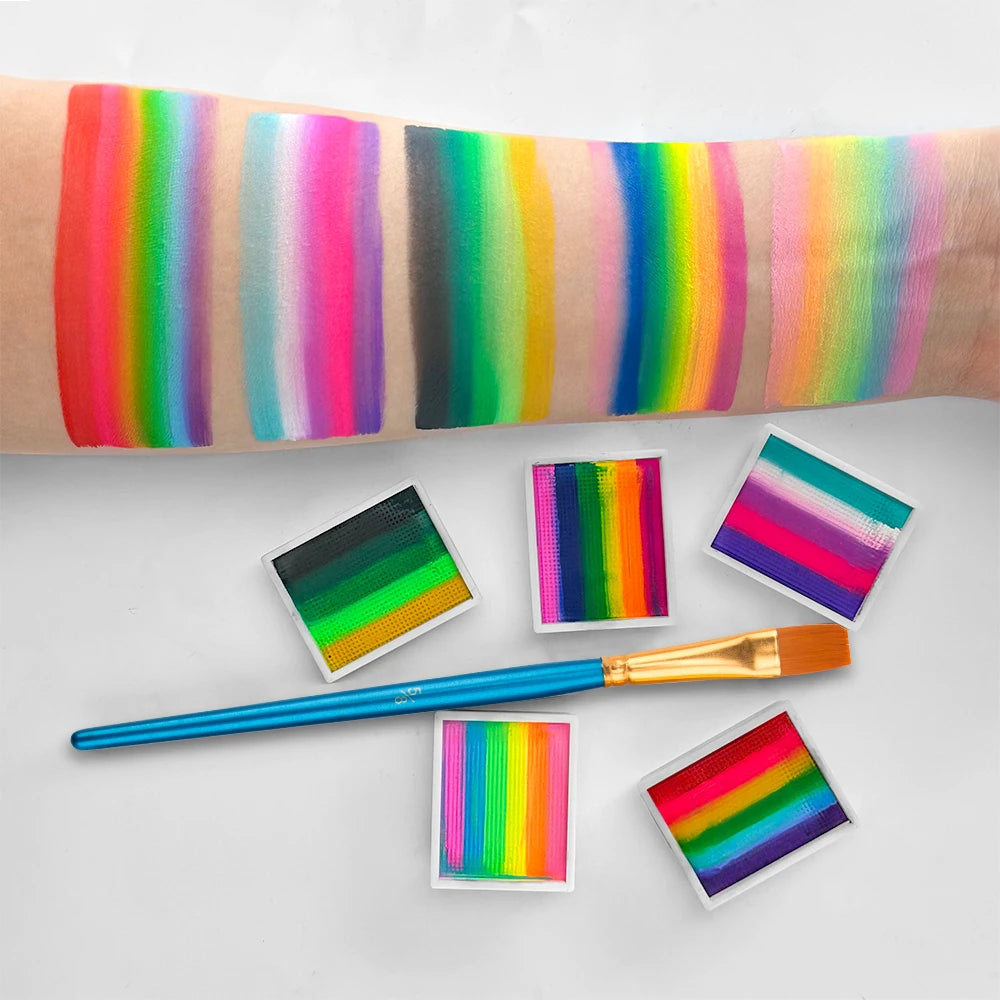 12-Color Rainbow Face and Body Paint Palette for Kids and Parties - 11