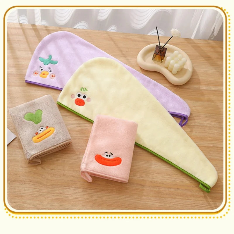 Cute Cartoon Quick-Dry Hair Towel Wrap for Women