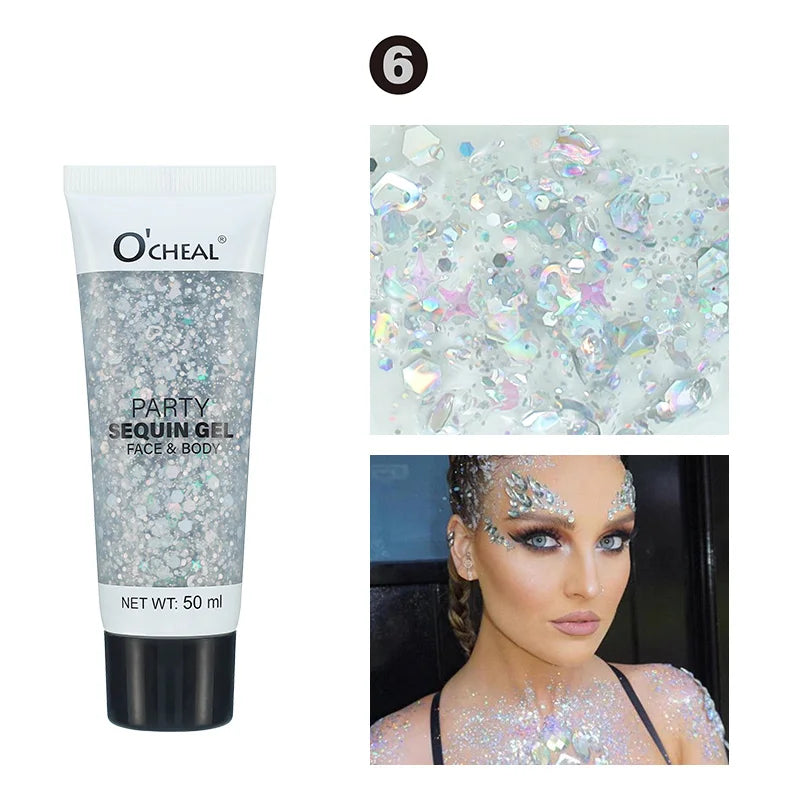 Waterproof Face and Body Glitter Sequin Gel