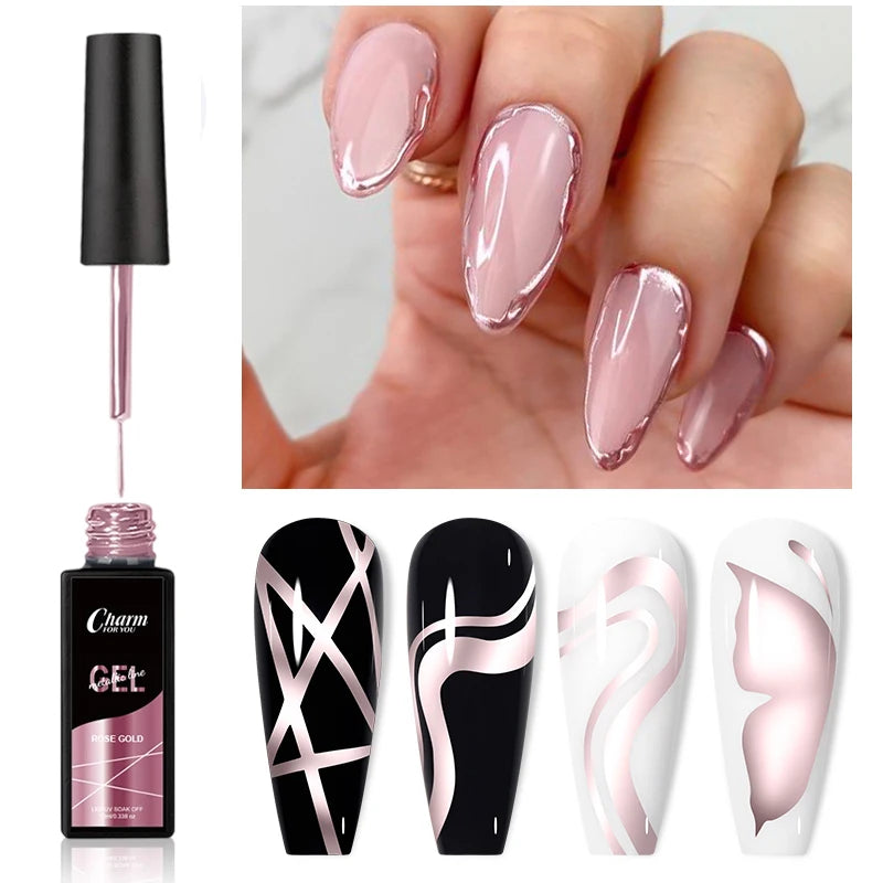 Metallic Liner Gel Polish for French Manicure Art