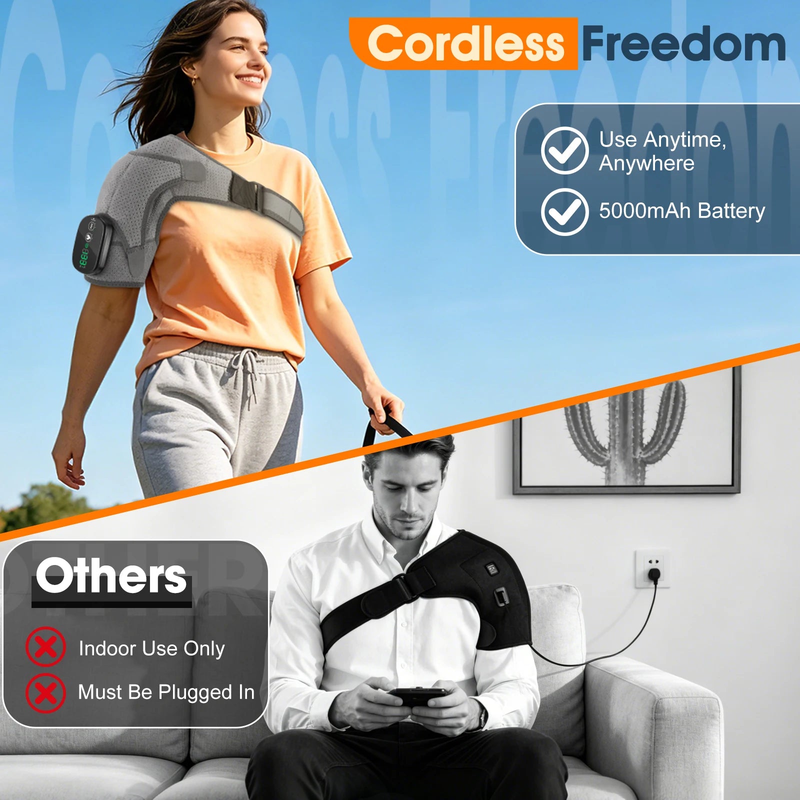 Cordless Heated Shoulder Massager with Vibration - 3
