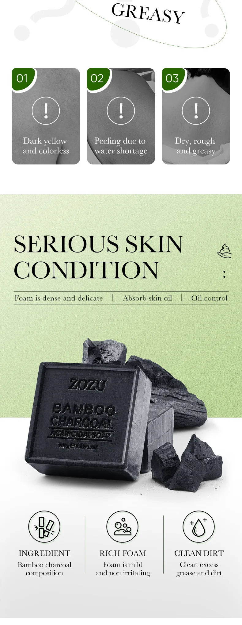 Deep Cleansing Bamboo Charcoal Exfoliating Bath Soap