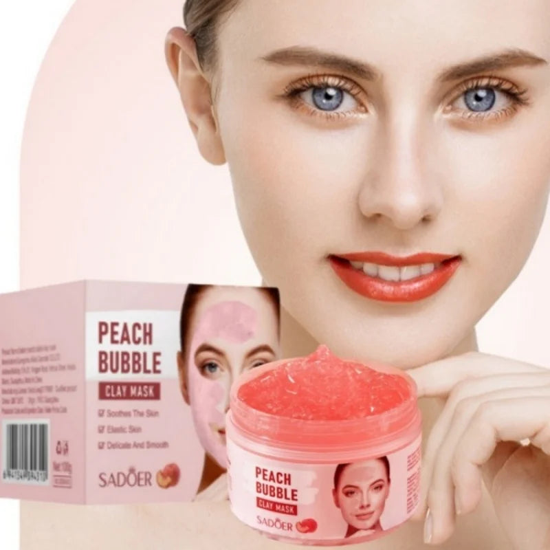 Hydrating Peach Bubble Clay Face Mask for Smooth Skin