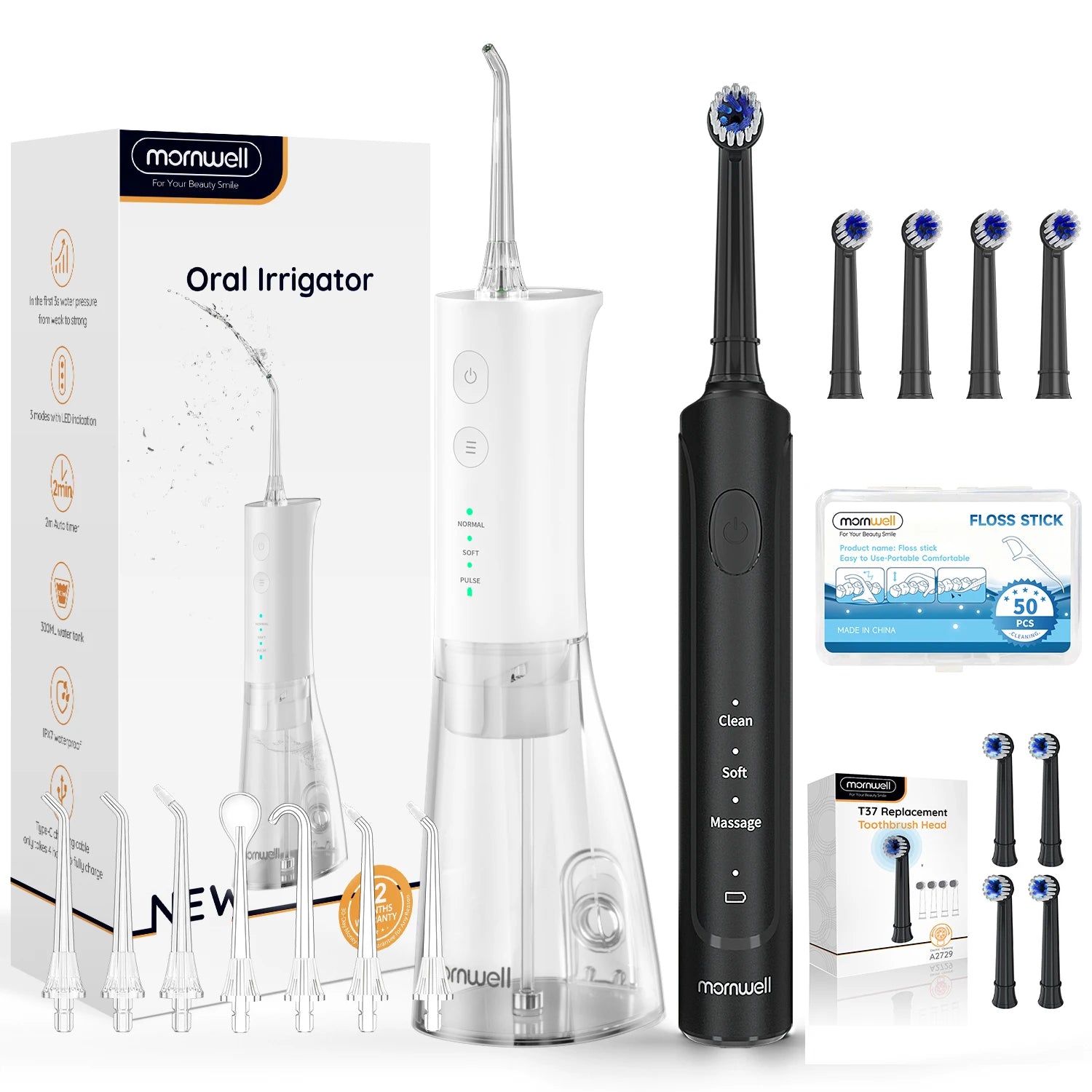 Portable Electric Oral Irrigator and Sonic Toothbrush Combo - 19