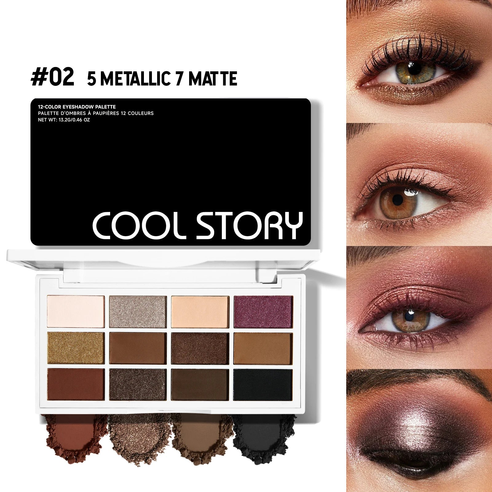 12-Color Neutral Eyeshadow Palette for Smoky and Party Looks